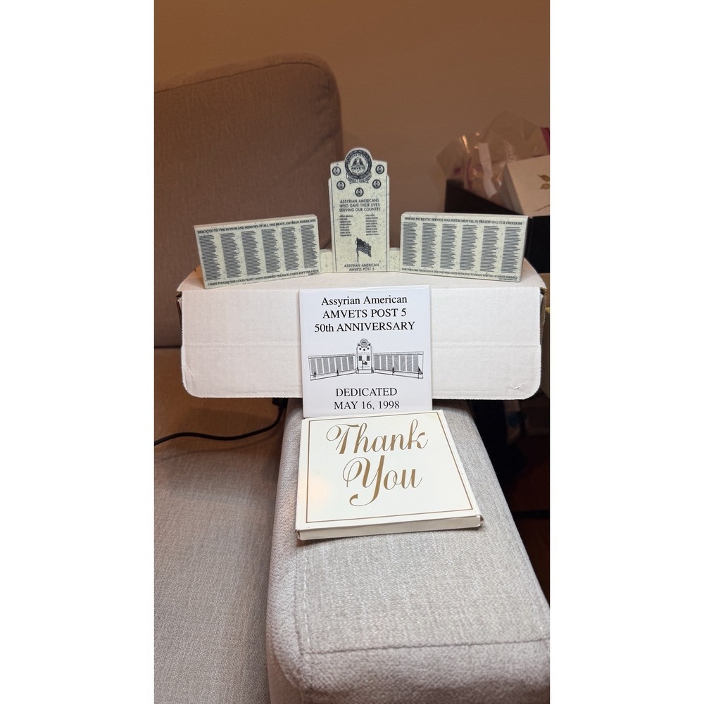 Assyrian American AMVETS Post 5 50th Anniversary Memorial Plaque 1998